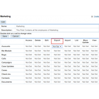 Role Based Access Control on Export