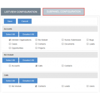 Manage SubPanel Modules Configuration for  Export