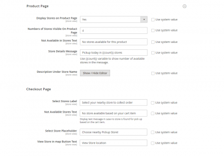 magento 2 store locator extension Product Page Settings