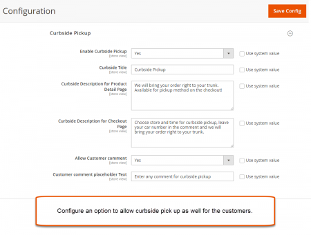 magento 2 store pickup Curbside Pickup Settings