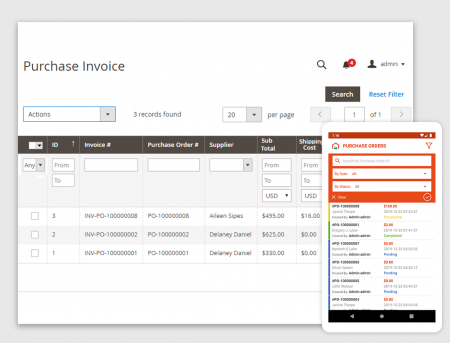 magento 2 warehouse management Purchase Order Invoice