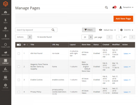 Manage Pages