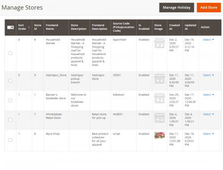 magento 2 store locator Store List