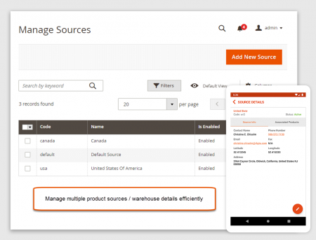 Magento 2 order mangement Manage Sources