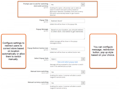 magento geoip store switcher Set Redirection Settings