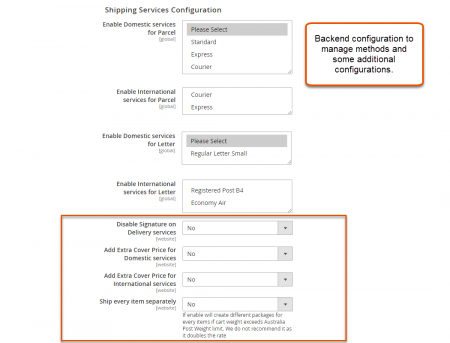 australia post shipping Shipment Configuration