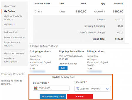 Edit Delivery Info