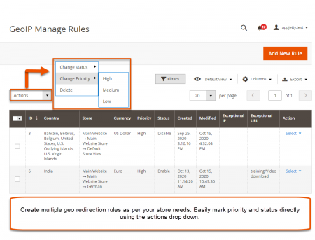 magento 2 geoip store switcher Rule List