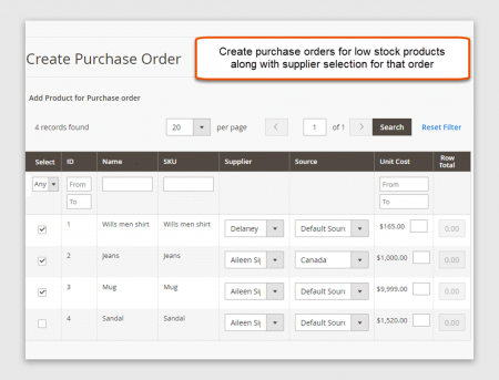 magento 2 multi stock Generate Purchase Orders
