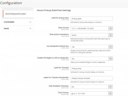 magento 2 in store pickup Store Time Settings