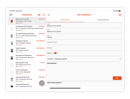 Magento 2 admin mobile app Edit Product
