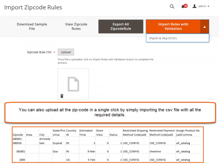 postal code validation Import zipcodes