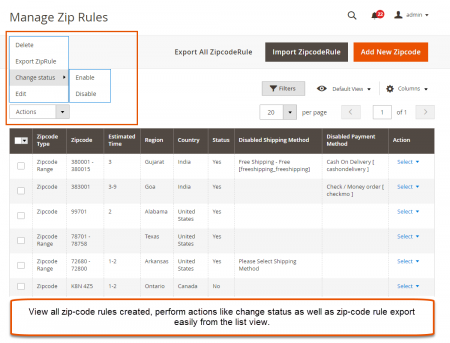 zipcode validator Manage Zipcodes