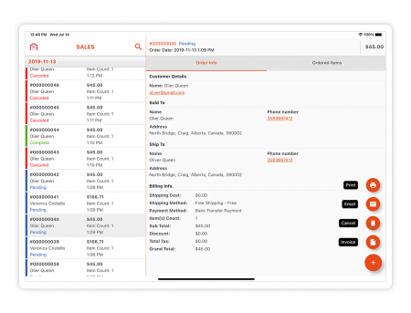 magento 2 admin mobile app Sales Order Details