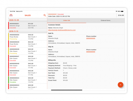 magento 2 store manager Sales Order Listing copy