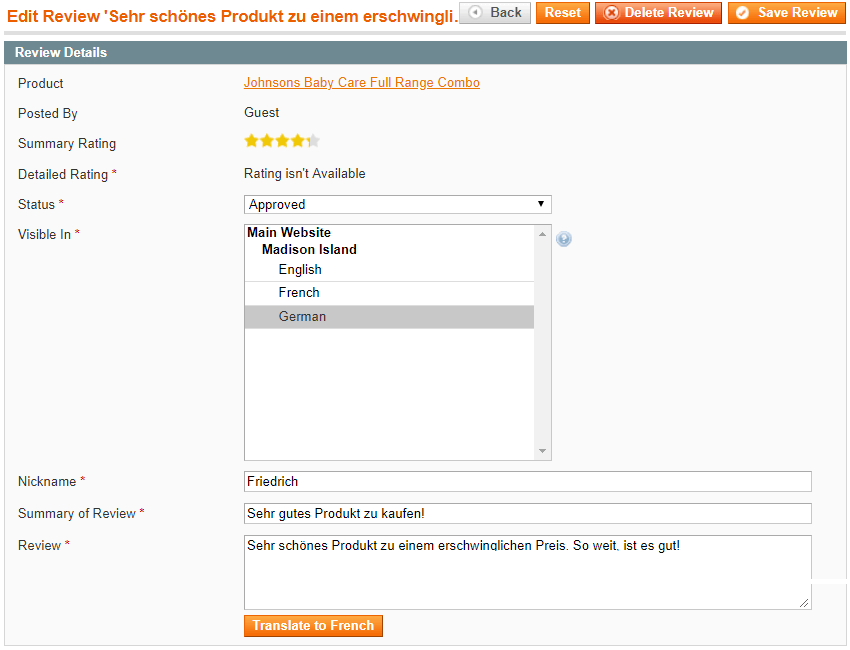 Translate Store Reviews