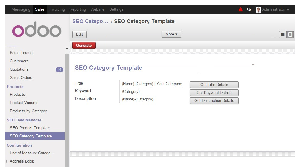 Define Product and Category Meta Information