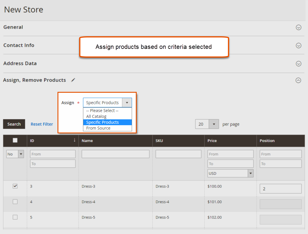 store pickup magento 2 extension Assign Products to Store